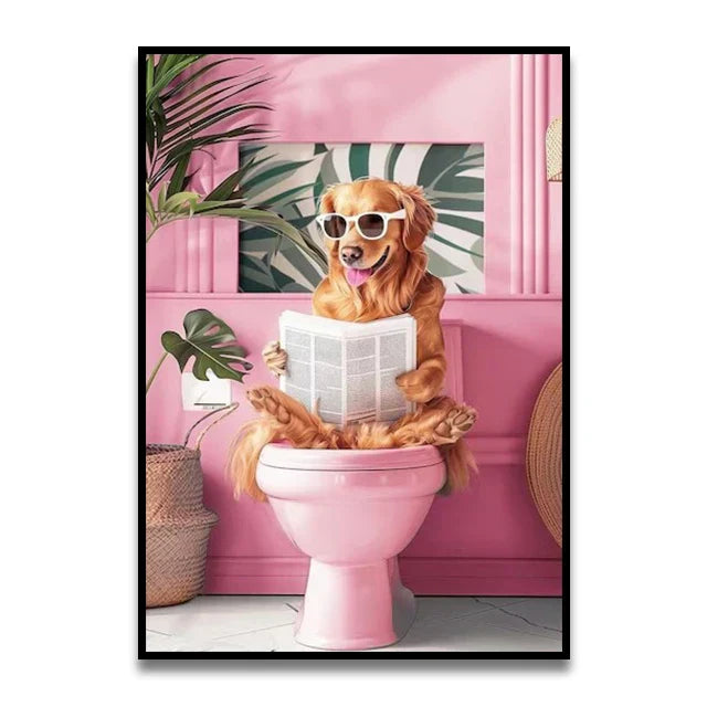 DecorBites™ Funny Cat Bathroom Canvas Wall Art