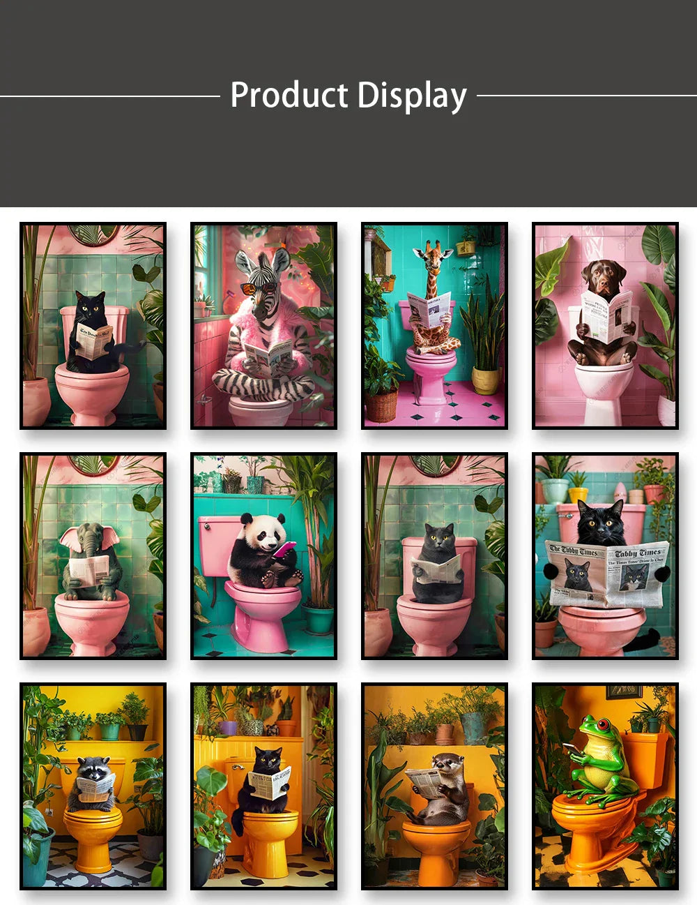 DecorBites™ Funny Cat Bathroom Canvas Wall Art