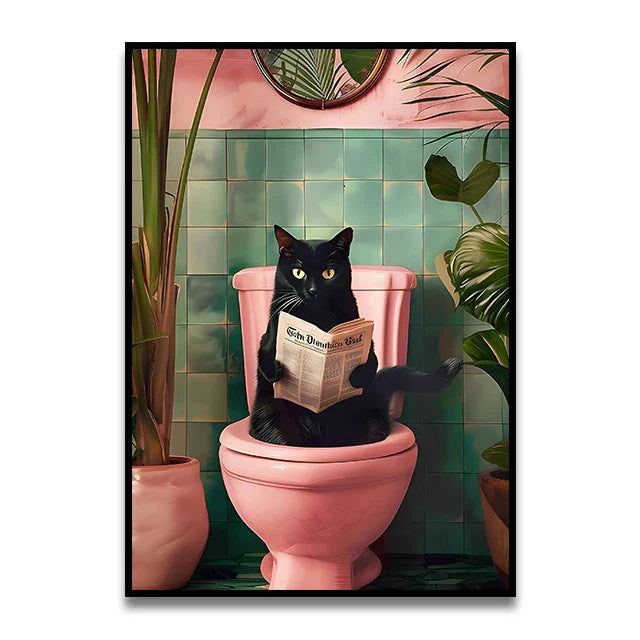 DecorBites™ Funny Cat Bathroom Wall Art