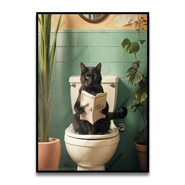 DecorBites™ Funny Cat Bathroom Wall Art