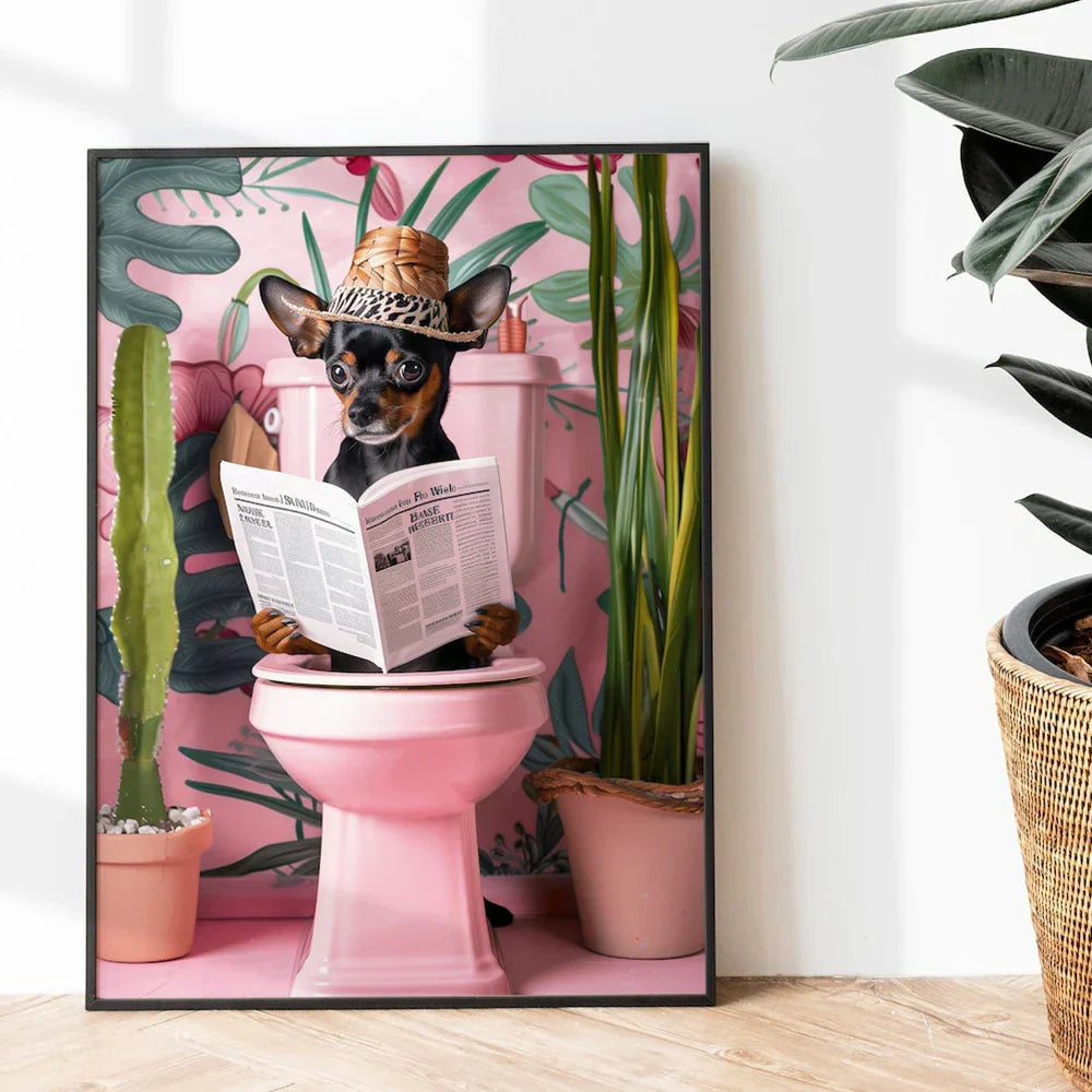 DecorBites™ Funny Cat Bathroom Wall Art Canvas Print
