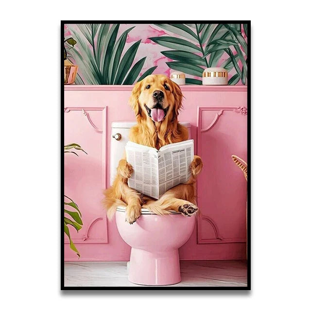 DecorBites™ Funny Cat Bathroom Wall Art Print