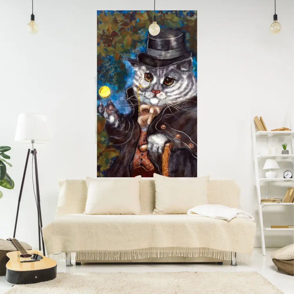 Funny cats red & white wall hanging bedroom tapestry