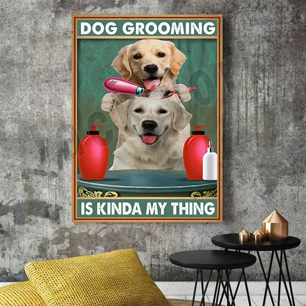Funny jack york canvas printings set of 6 framed grooming room decor