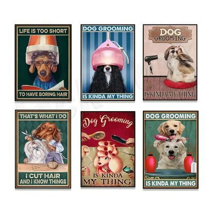 Funny jack york canvas printings set of 6 framed grooming room decor