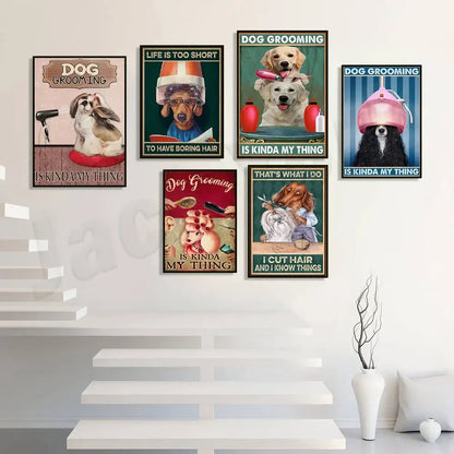 Funny jack york canvas printings set of 6 framed grooming room decor