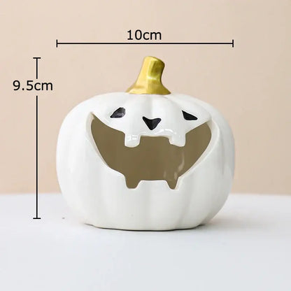 Funny orange ceramic halloween pumpkin ghost ashtray office decor