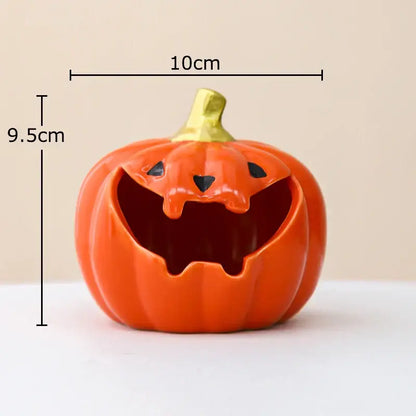 Funny orange ceramic halloween pumpkin ghost ashtray office decor