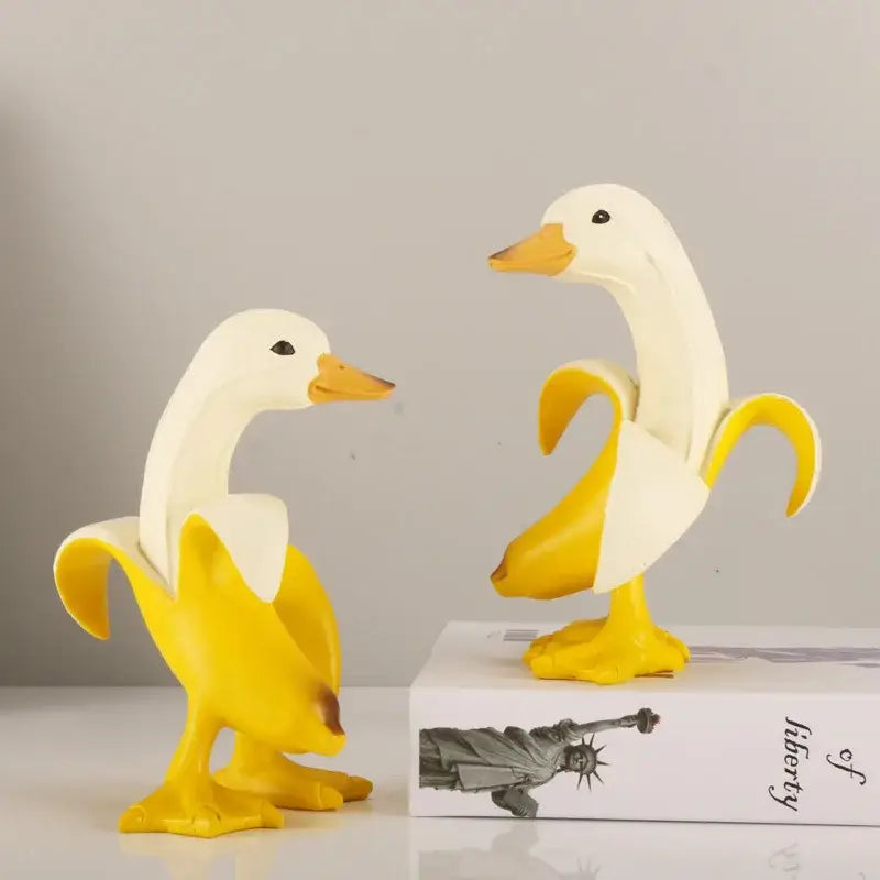 Funny white banana duck sculpture living room figurine