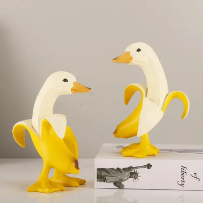 Funny white banana duck sculpture living room figurine