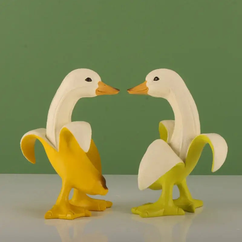 Funny white banana duck sculpture living room figurine