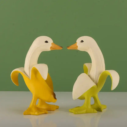 Funny white banana duck sculpture living room figurine