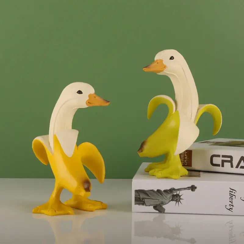 Funny white banana duck sculpture living room figurine