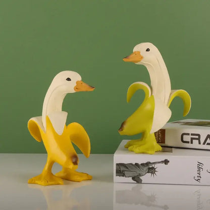 Funny white banana duck sculpture living room figurine