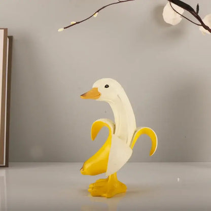 Funny white banana duck sculpture living room figurine