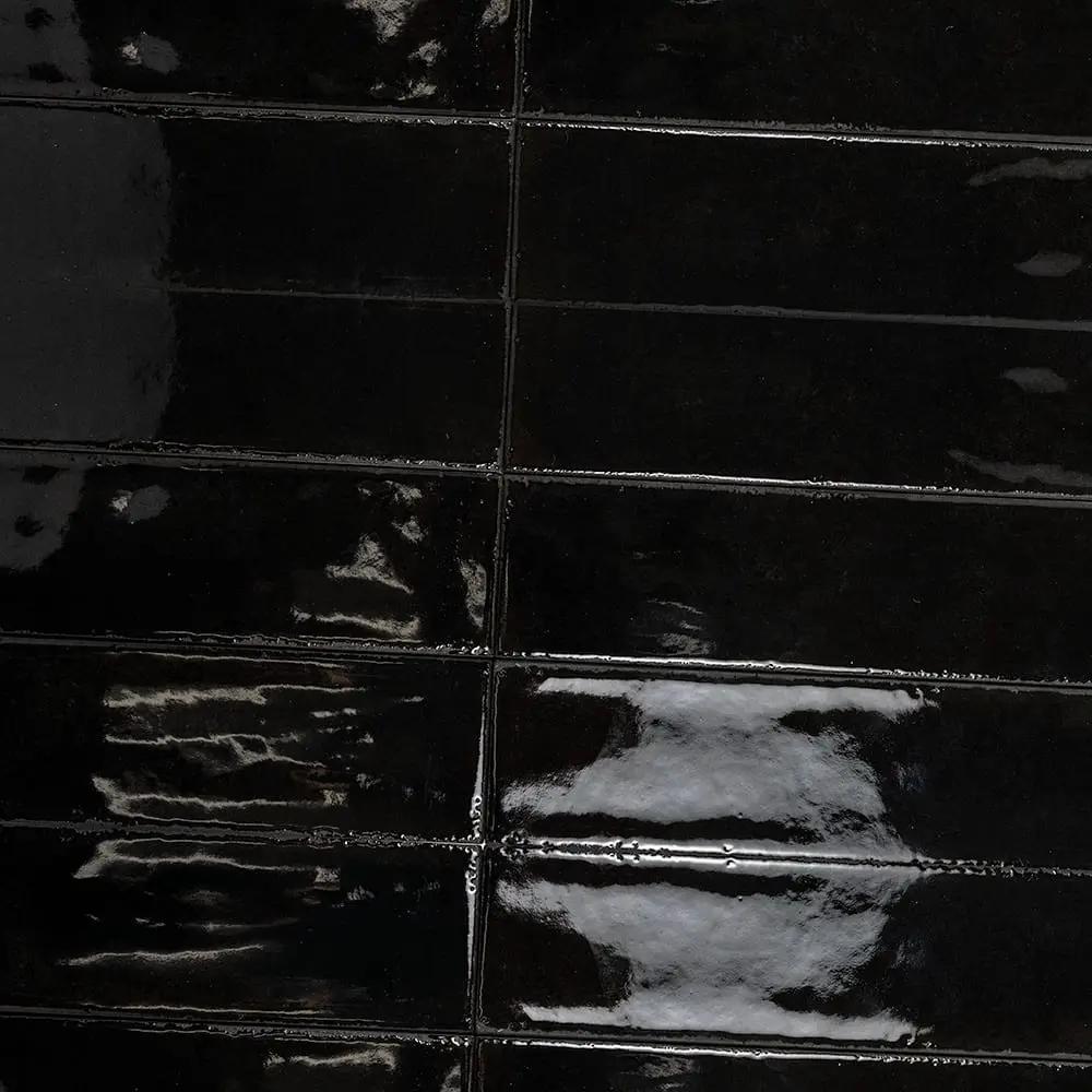 Fusion Nero Polished Zellige Look Porcelain Tiles 2 1/2x10