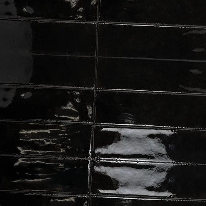 Fusion Nero Polished Zellige Look Porcelain Tiles 2 1/2x10