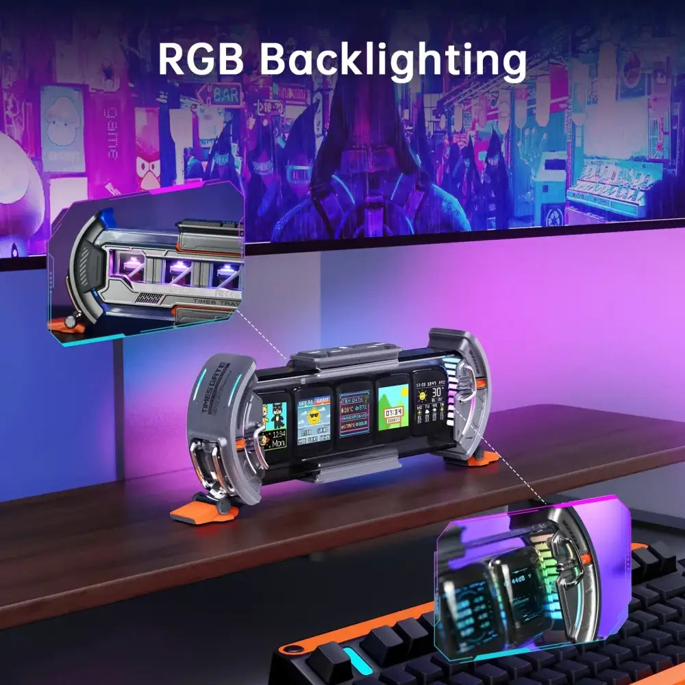 Futuristic transparent smart wifi clock rgb led bedroom display