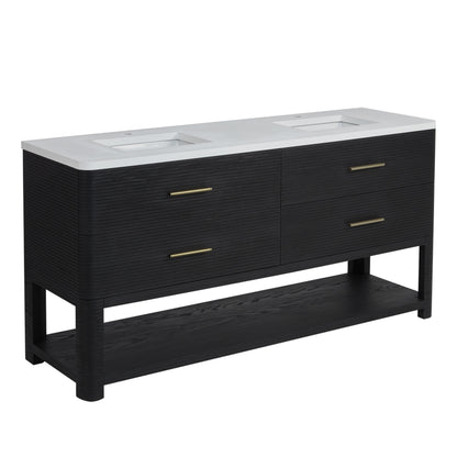 James Martin Lucian 72" Double Bathroom Vanity, Carbon Oak
