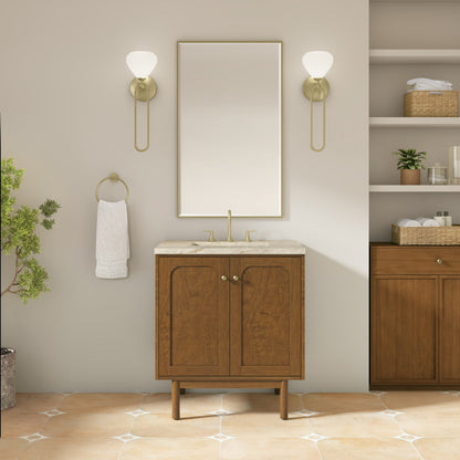 James Martin Laurent 30" Dual Mount Single Bathroom Vanity, Honey Oak