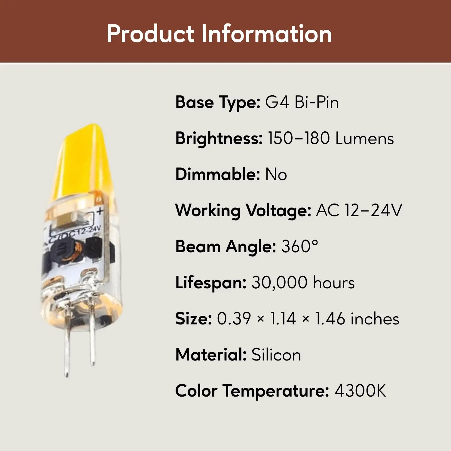 G4 JC LED Bi-Pin Bulb - Dimmable Silicon Light Bulb Types