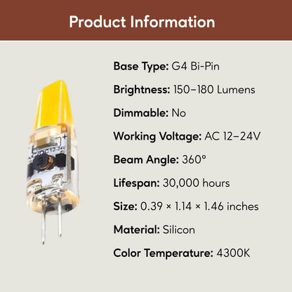 G4 JC LED Bi-Pin Bulb - Dimmable Silicon Light Bulb Types
