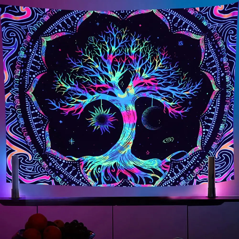 Galaxy tree of life tapestry for aesthetic bedroom decor