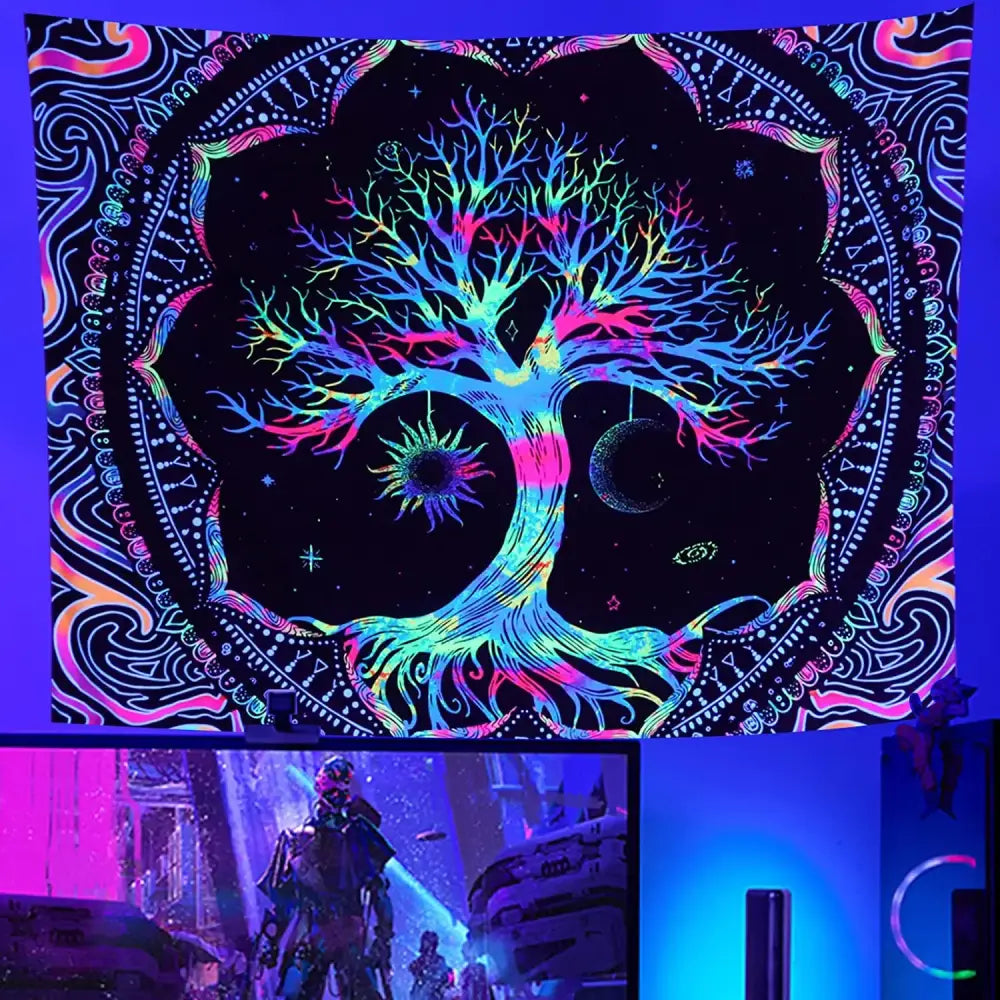 Galaxy tree of life tapestry for aesthetic bedroom decor