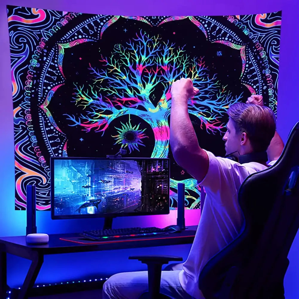 Galaxy tree of life tapestry for aesthetic bedroom decor