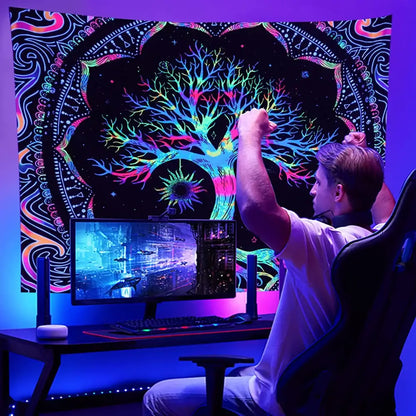 Galaxy tree of life tapestry for aesthetic bedroom decor