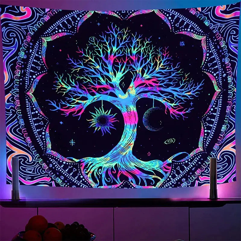 Galaxy tree of life tapestry for aesthetic bedroom decor