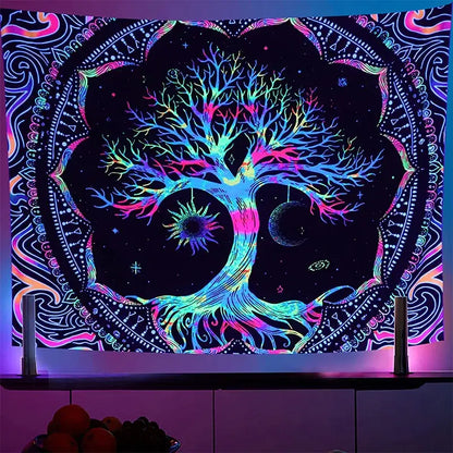 Galaxy tree of life tapestry for aesthetic bedroom decor