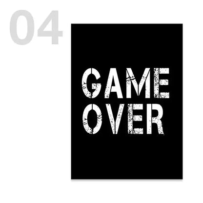 Modern black & white game controller wall art set of 6 bedroom prints