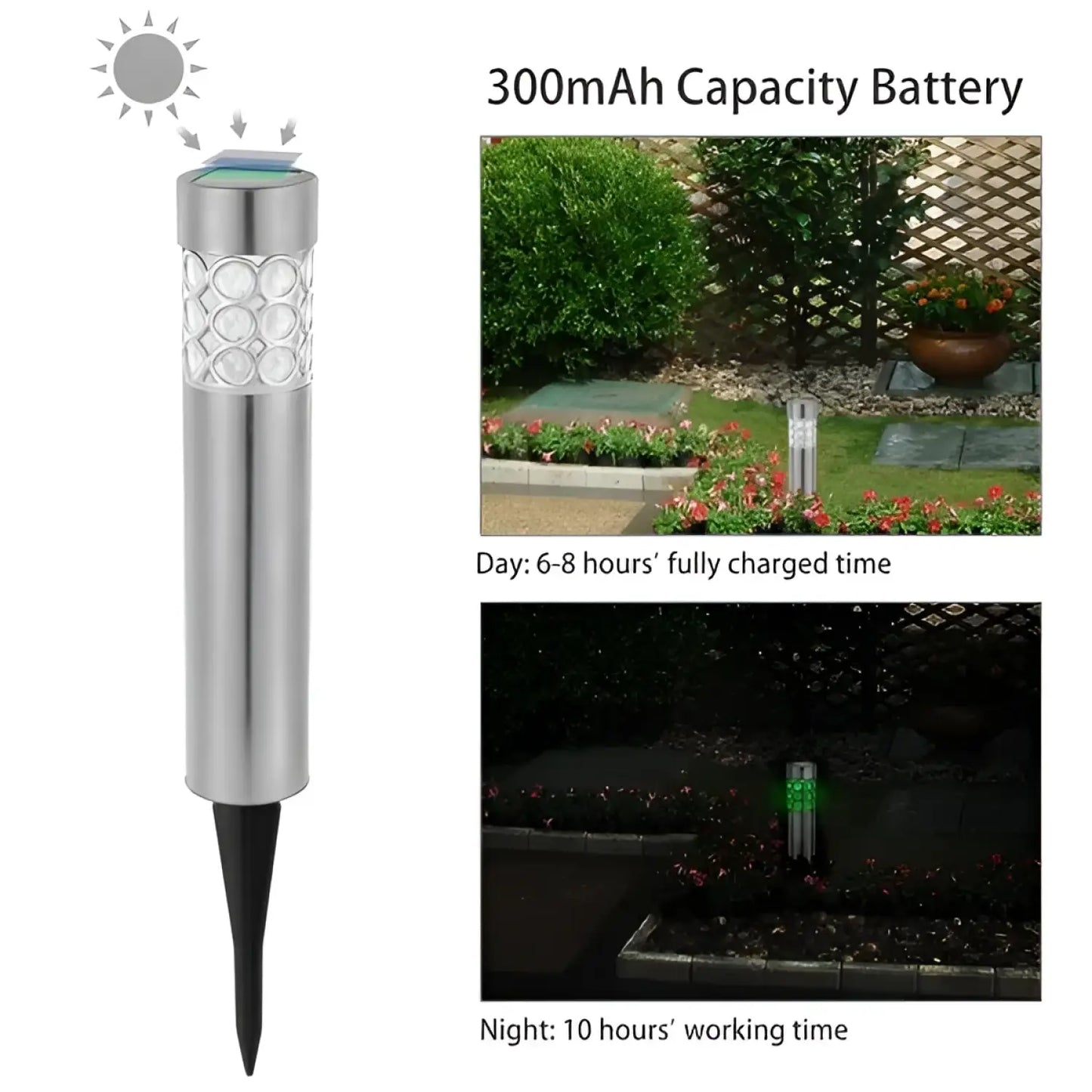 Garden Solar Lamps with RGB Lighting and Stainless Steel Build