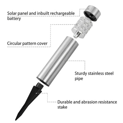Garden Solar Lamps with RGB Lighting and Stainless Steel Build