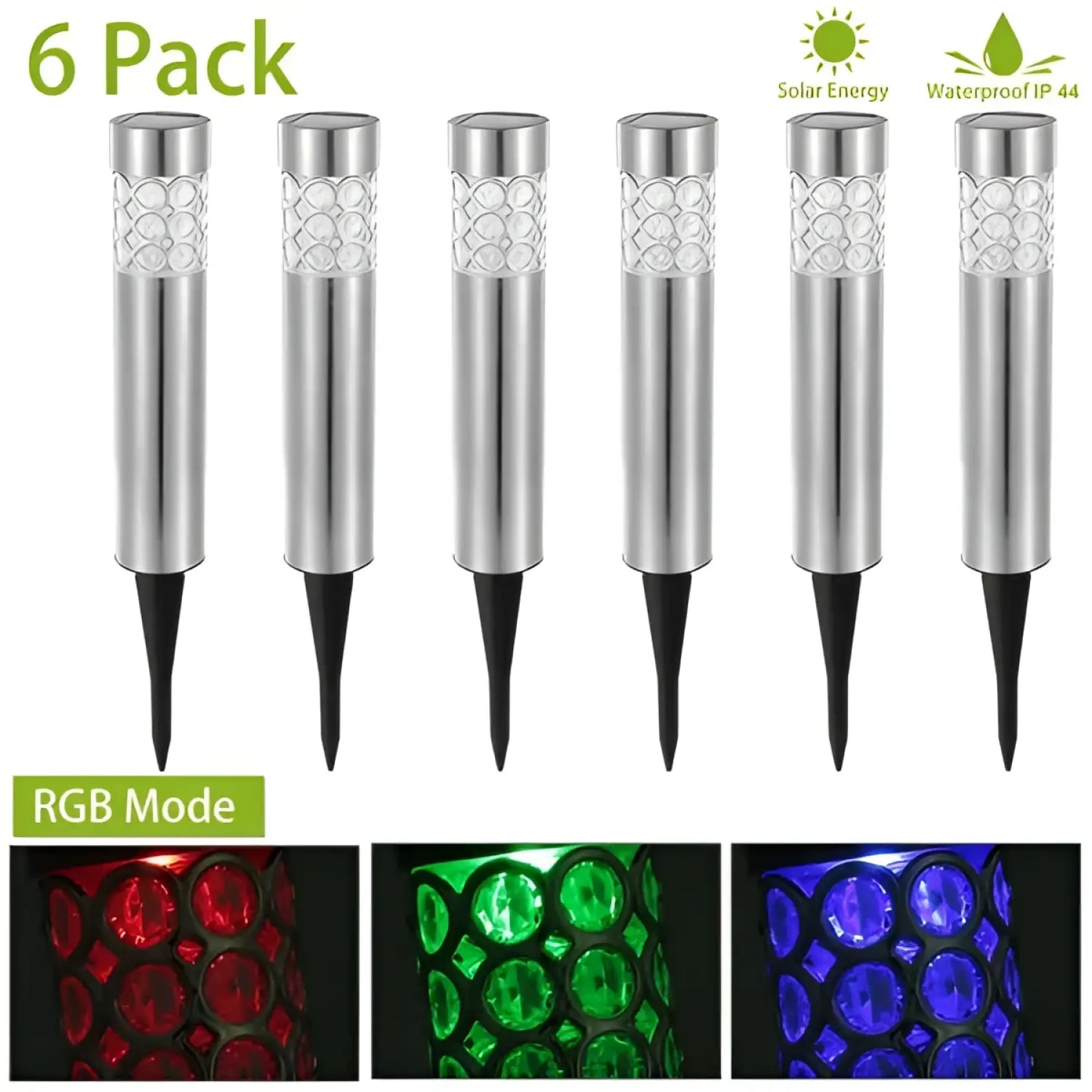 Garden Solar Lamps with RGB Lighting and Stainless Steel Build
