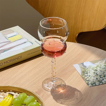 Gem spark coupe goblet gold bead dining room crystal glass set