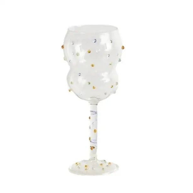 Gem spark coupe goblet gold bead dining room crystal glass set