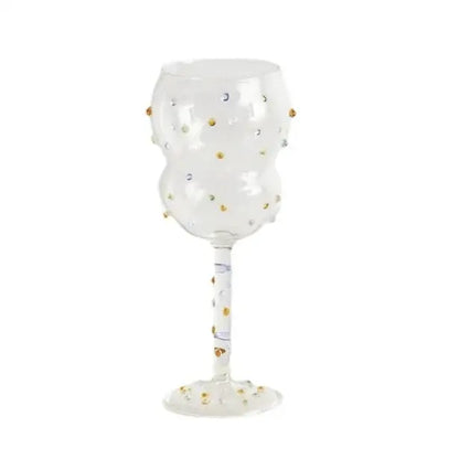 Gem spark coupe goblet gold bead dining room crystal glass set