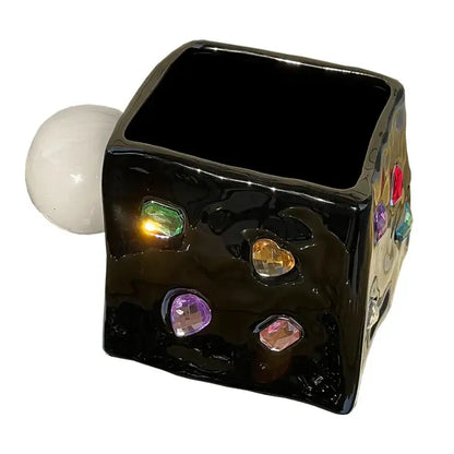 Gemstone black diamond ceramic square planter kitchen succulent pot