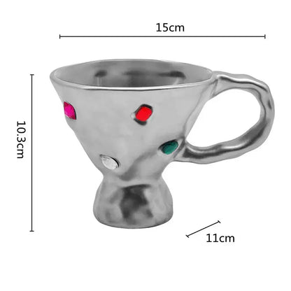 Gemstone setting ceramic breakfast mug 3-pack kitchen decor