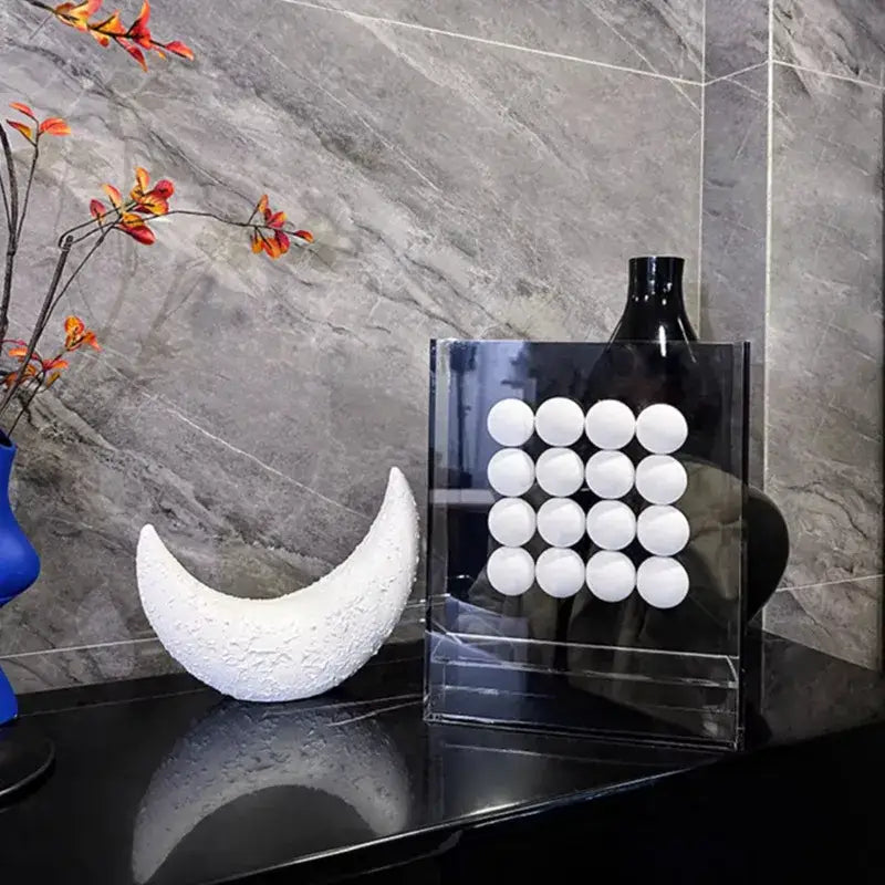 Geometric abstract acrylic ball ornament living room display box