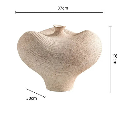 Geometric abstract blush pink ceramic vase living room ribbed decor