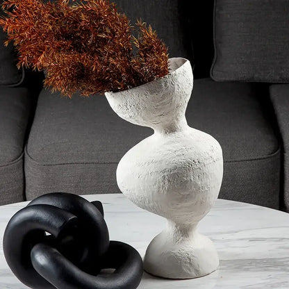Geometric abstract ceramic vase living room sculptural decor