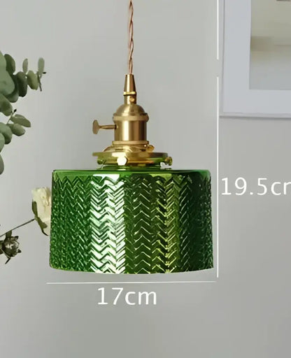 Geometric amber & cream glass pendant light for dining room