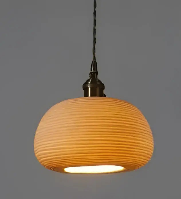 Geometric amber & cream glass pendant light for dining room