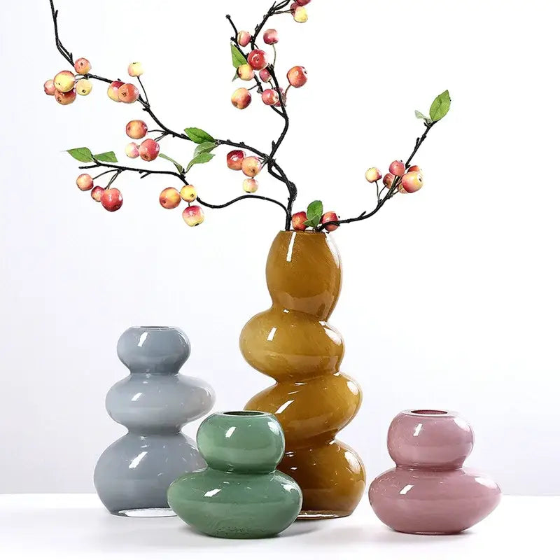 Geometric amber glass stackable terrarium living room home decor