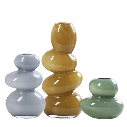 Geometric amber glass stackable terrarium living room home decor