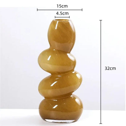 Geometric amber glass stackable terrarium living room home decor