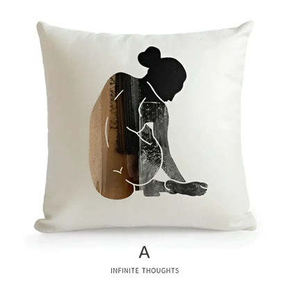 Geometric artist sofa cushion cover white living room portrait decor